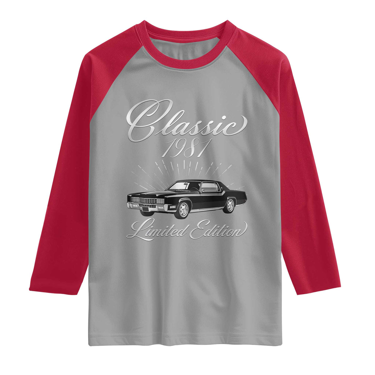 45th Birthday 1981 Limited Edition Raglan Shirt Vintage Classic American Luxury Car