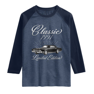 35th Birthday 1991 Limited Edition Raglan Shirt Vintage Classic American Luxury Car