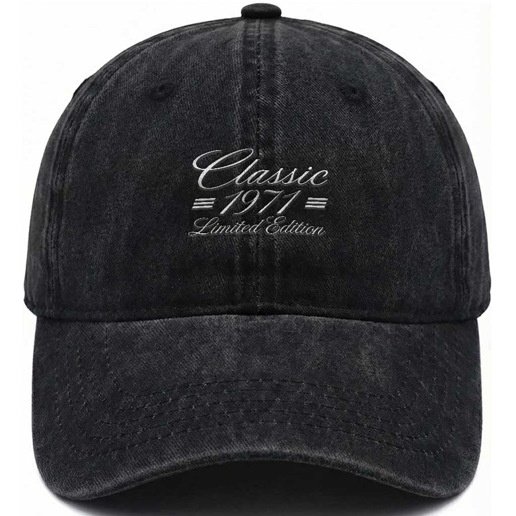 55th Birthday 1971 Limited Edition Classic American Luxury Car Inspo Washed Cotton Baseball Cap