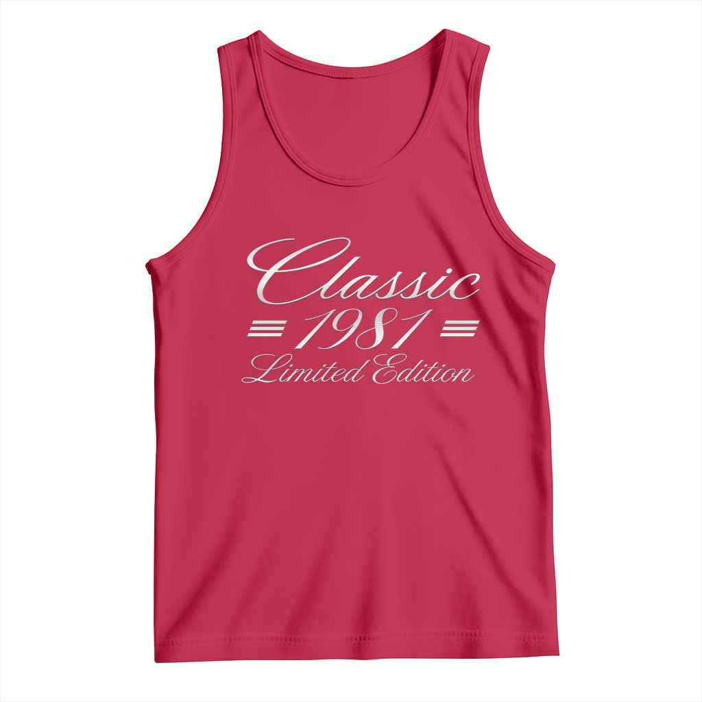 45th Birthday 1981 Limited Edition Classic American Luxury Car Inspo Tank Top