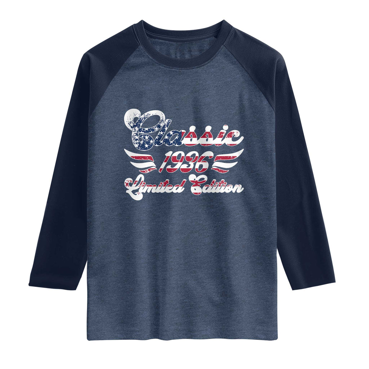 90th Birthday 1936 Limited Edition Classic Pony Car Inspo Raglan Shirt