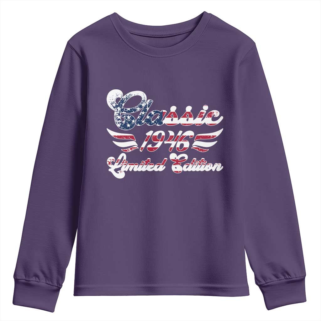 80th Birthday 1946 Limited Edition Classic Pony Car Inspo Youth Sweatshirt