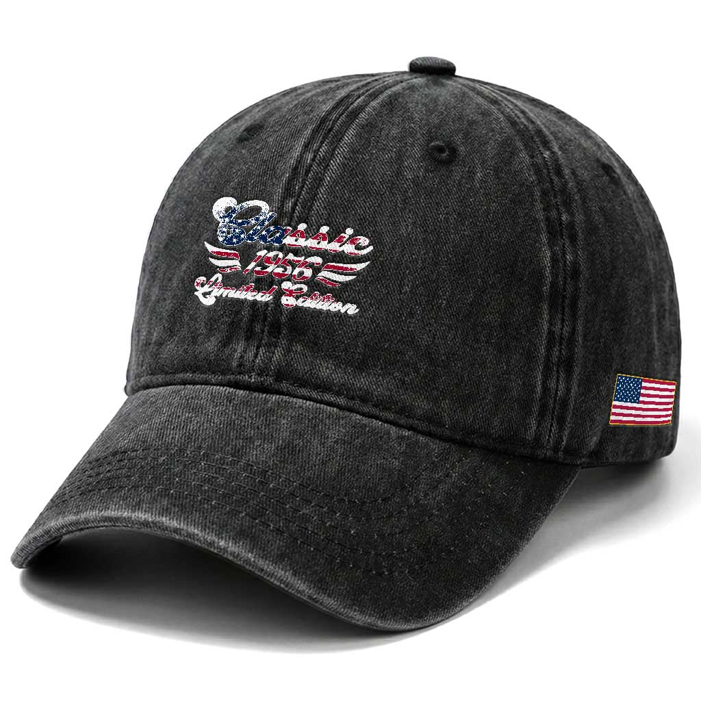 70th Birthday 1956 Limited Edition Classic Pony Car Inspo Washed Cotton Baseball Cap