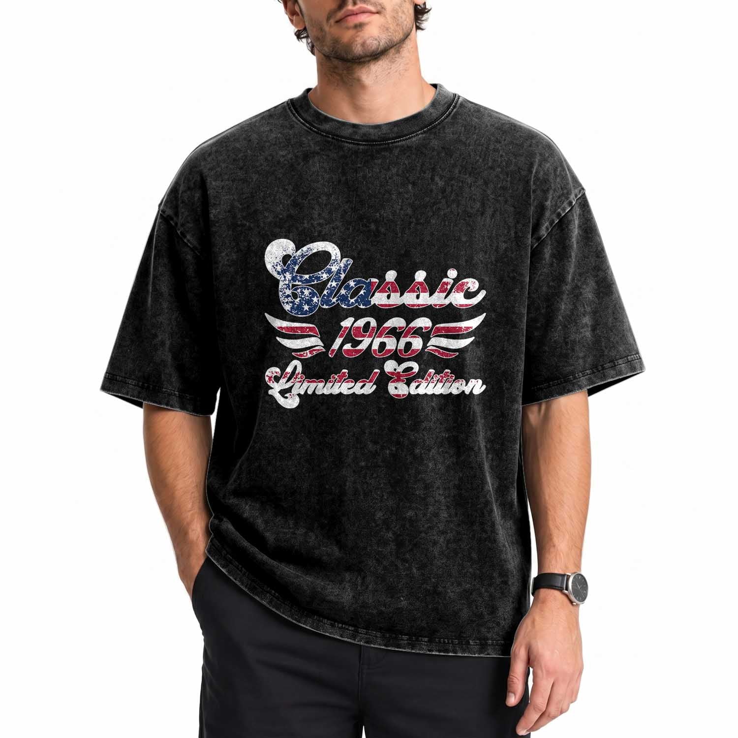 60th Birthday 1966 Limited Edition Classic Pony Car Inspo Washed Cotton T-Shirt
