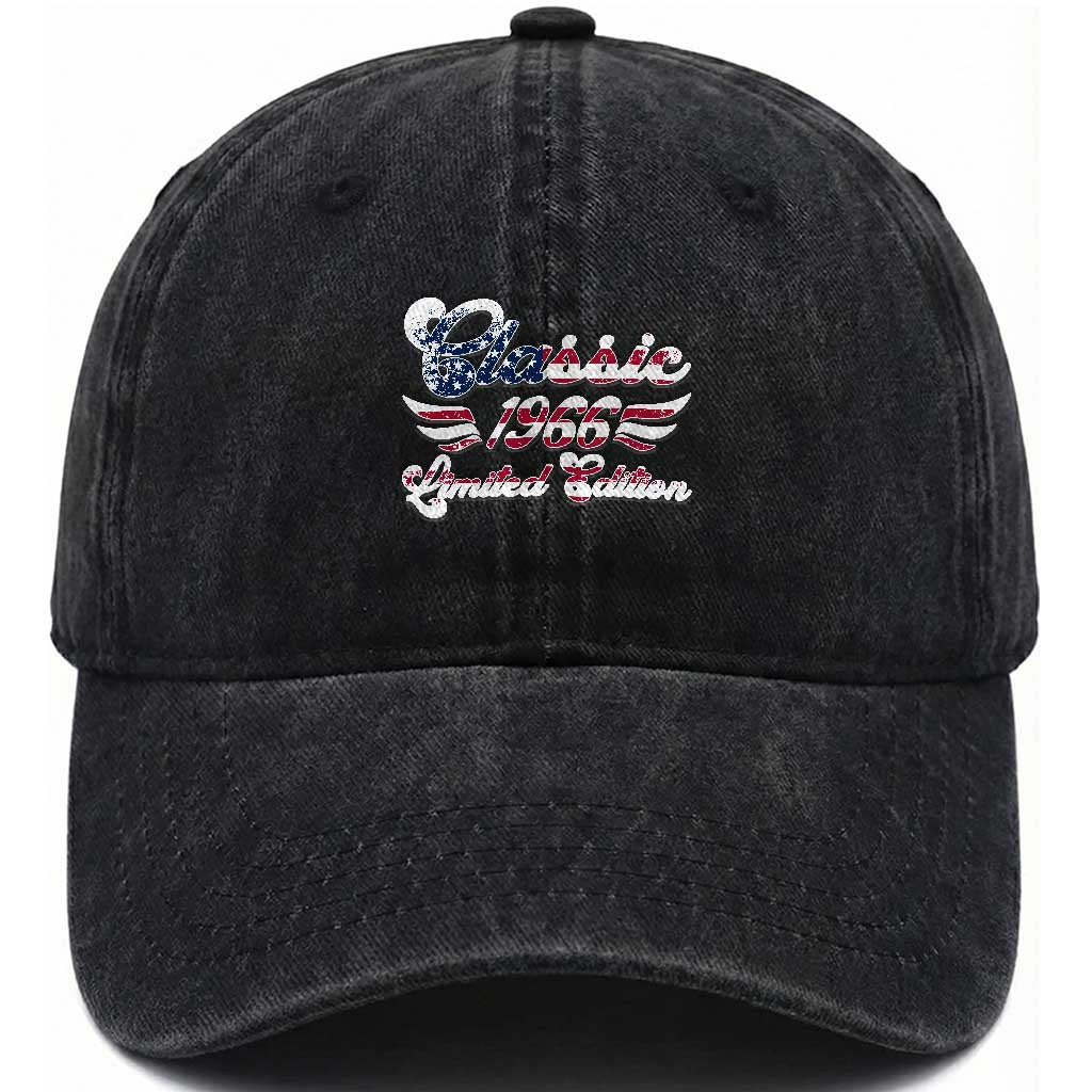 60th Birthday 1966 Limited Edition Classic Pony Car Inspo Washed Cotton Baseball Cap