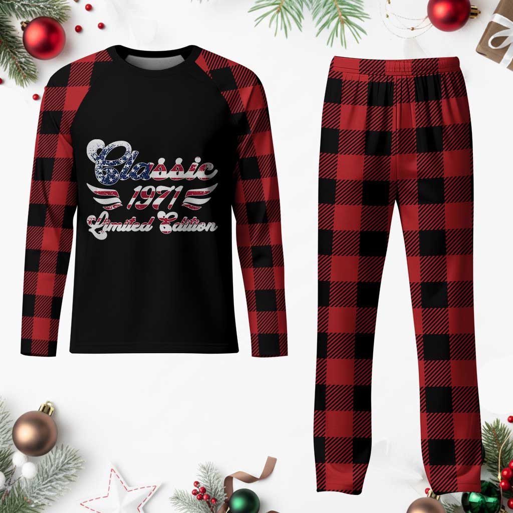 55th Birthday 1971 Limited Edition Classic Pony Car Inspo Plaid Pajama Set