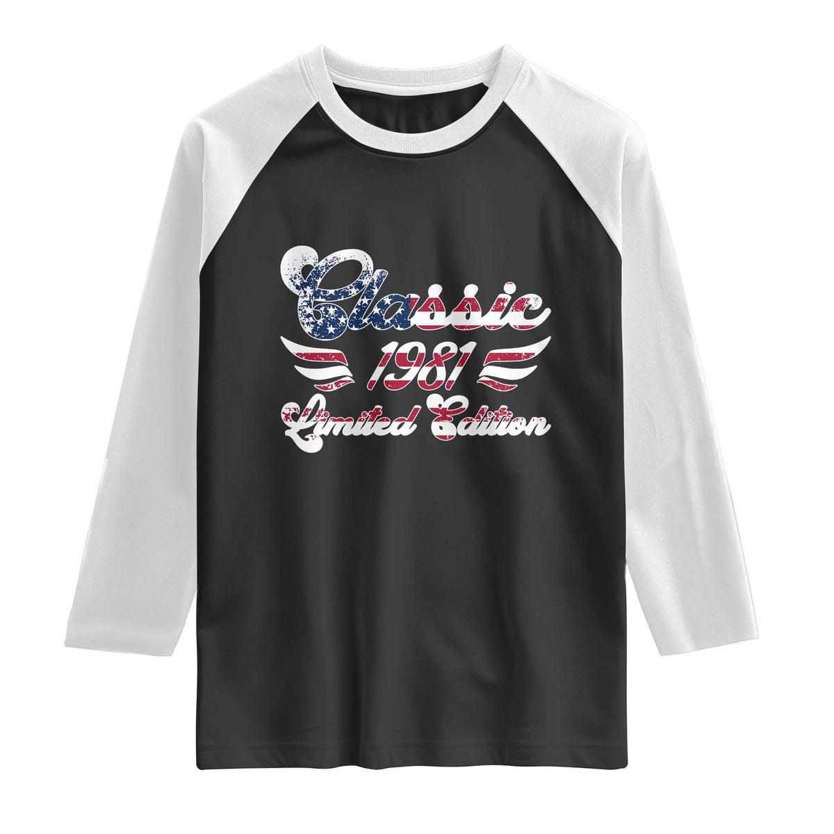 45th Birthday 1981 Limited Edition Classic Pony Car Inspo Raglan Shirt