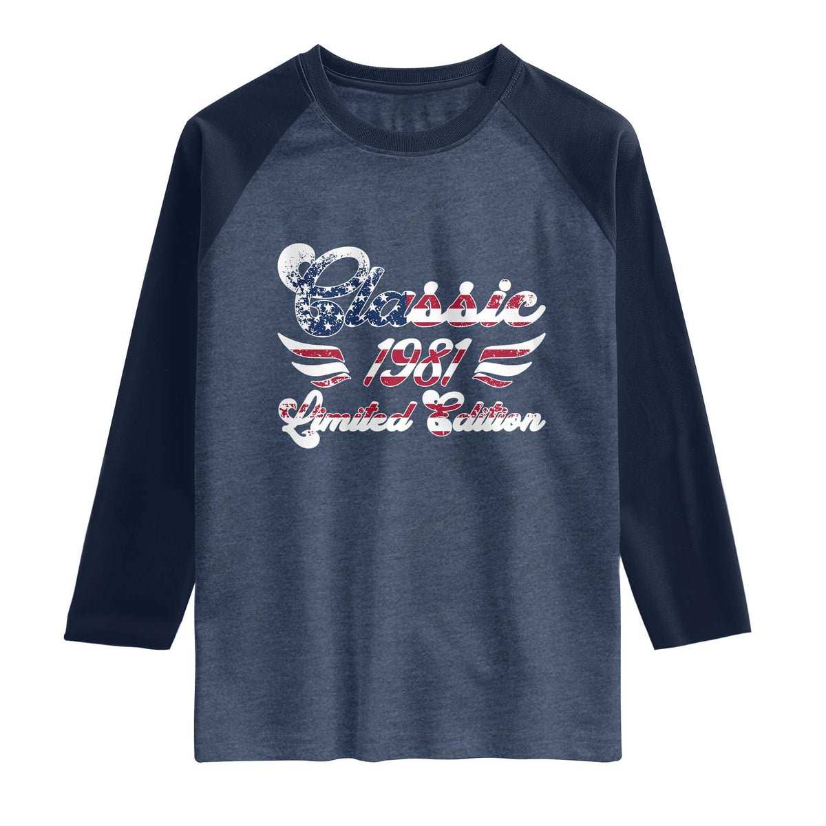 45th Birthday 1981 Limited Edition Classic Pony Car Inspo Raglan Shirt