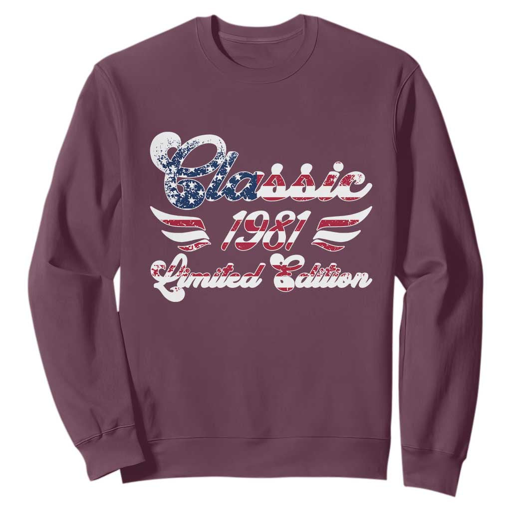 45th Birthday 1981 Limited Edition Classic Pony Car Inspo Sweatshirt