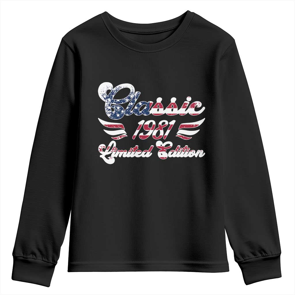45th Birthday 1981 Limited Edition Classic Pony Car Inspo Youth Sweatshirt