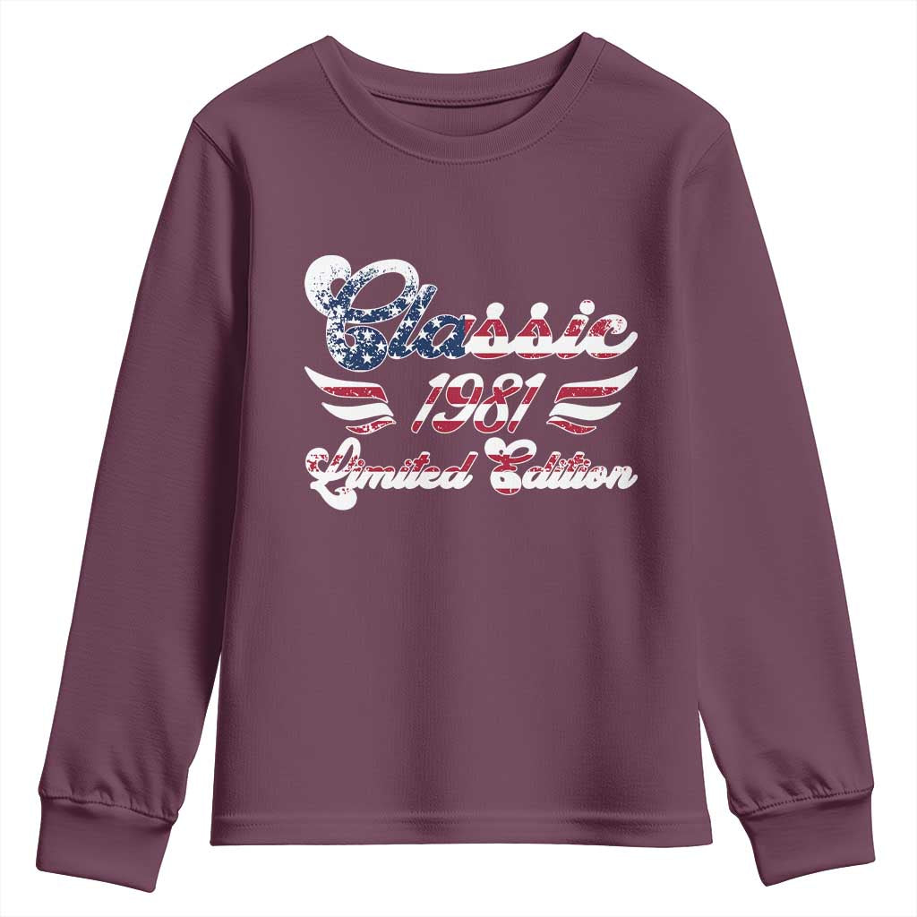 45th Birthday 1981 Limited Edition Classic Pony Car Inspo Youth Sweatshirt