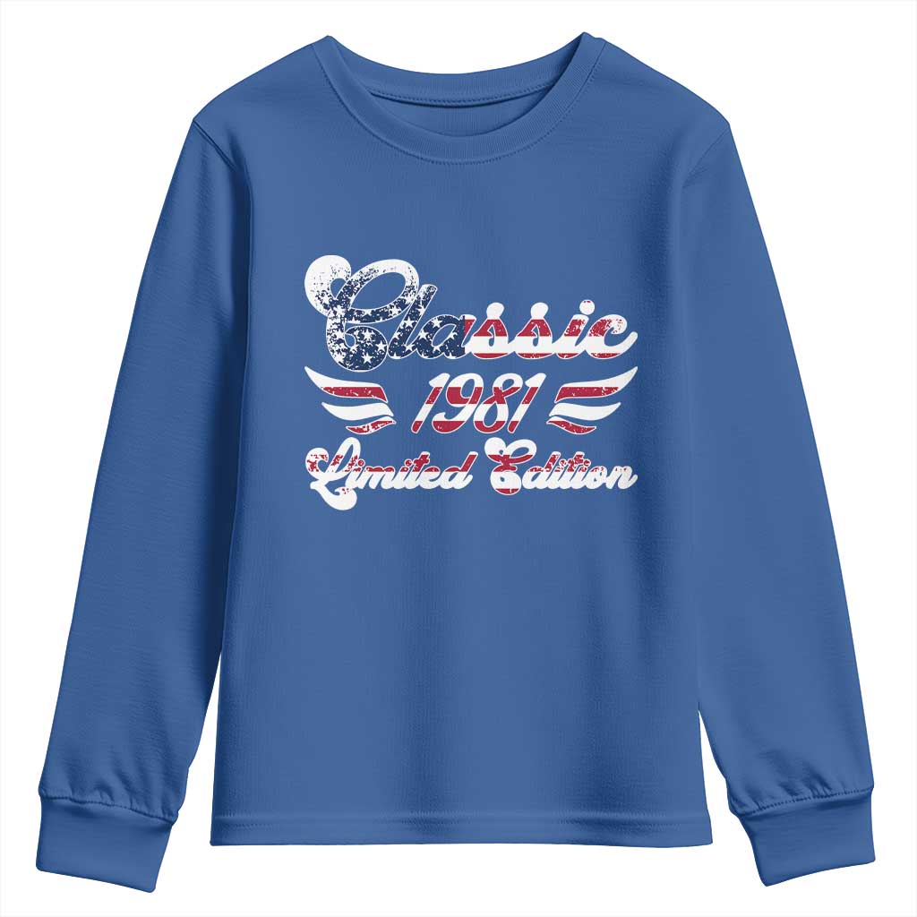 45th Birthday 1981 Limited Edition Classic Pony Car Inspo Youth Sweatshirt