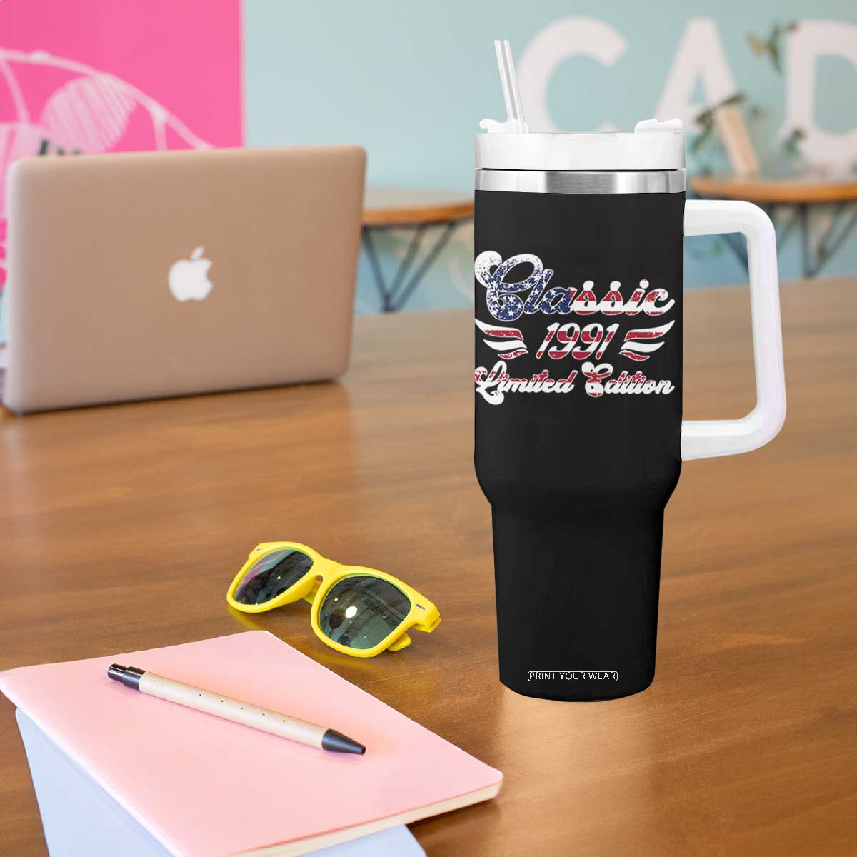 35th Birthday 1991 Limited Edition Classic Pony Car Inspo Tumbler With Handle