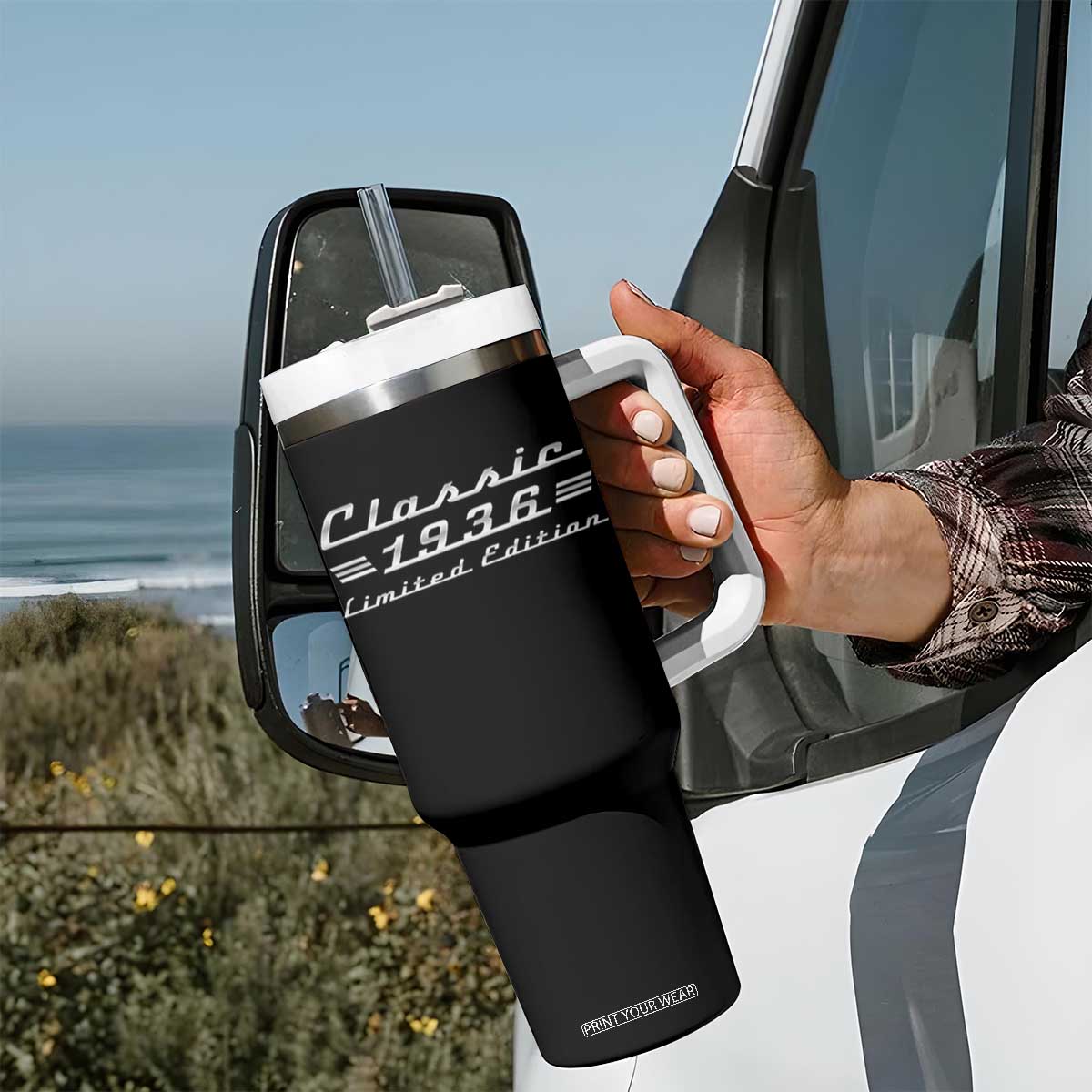 90th Birthday 1936 Limited Edition Classic Car Tumbler With Handle