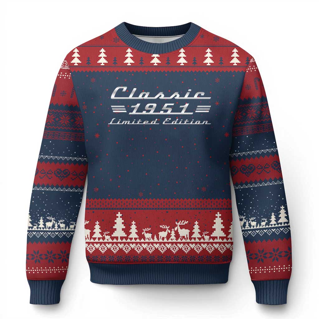 75th Birthday 1951 Limited Edition Classic Car Ugly Christmas Sweater