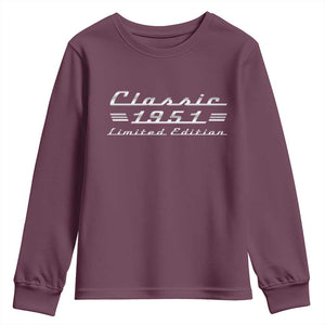 75th Birthday 1951 Limited Edition Classic Car Youth Sweatshirt