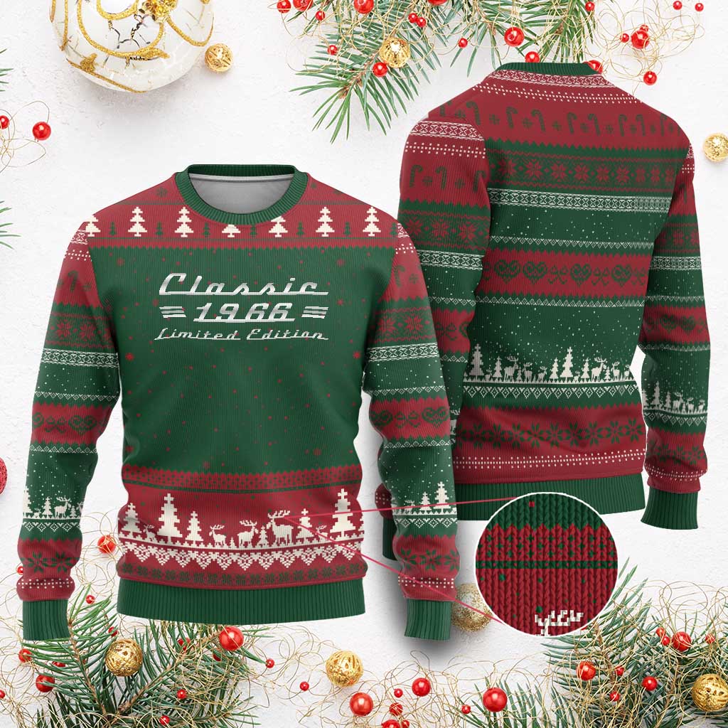 60th Birthday 1966 Limited Edition Classic Car Ugly Christmas Sweater