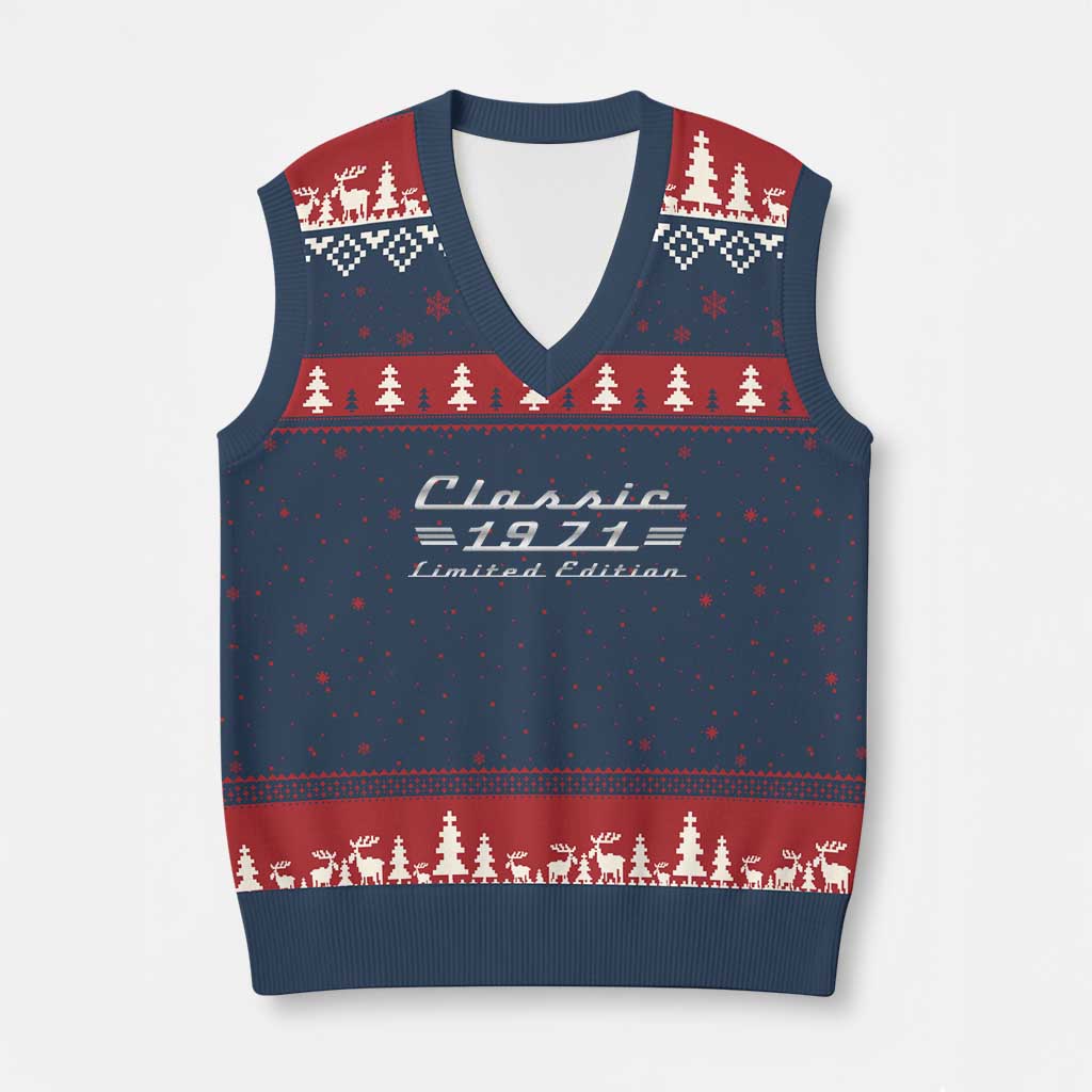 55th Birthday 1971 Limited Edition Classic Car V-Neck Knit Sweater Vest