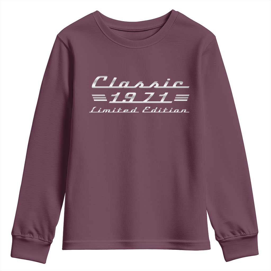 55th Birthday 1971 Limited Edition Classic Car Youth Sweatshirt