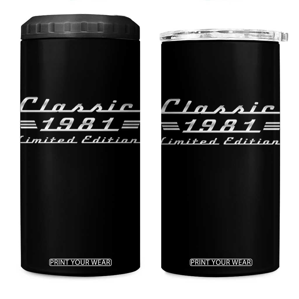 45th Birthday 1981 Limited Edition Classic Car 4 in 1 Can Cooler Tumbler