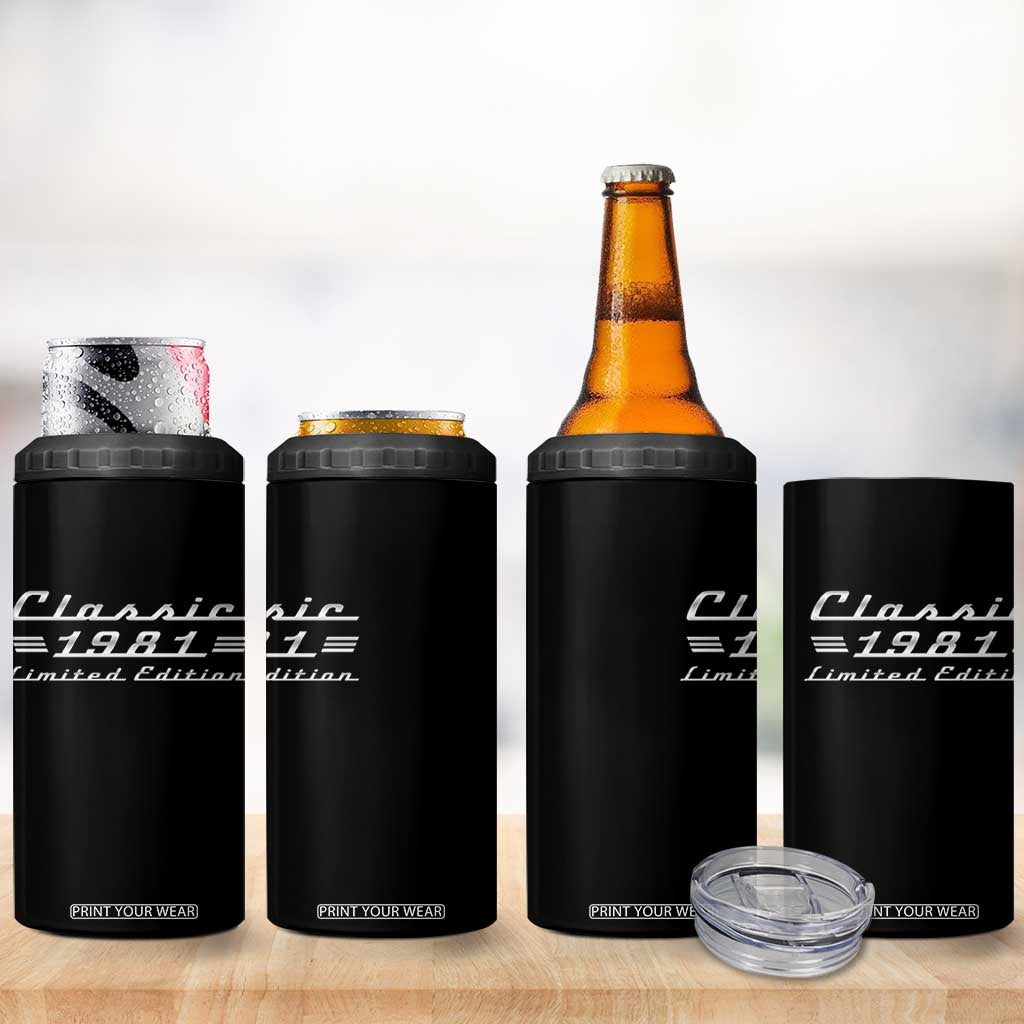 45th Birthday 1981 Limited Edition Classic Car 4 in 1 Can Cooler Tumbler