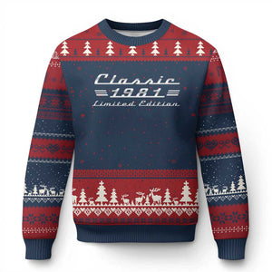 45th Birthday 1981 Limited Edition Classic Car Ugly Christmas Sweater
