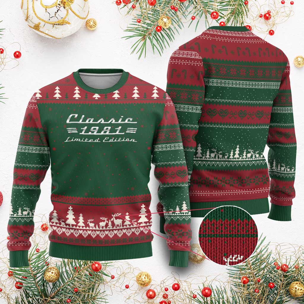 45th Birthday 1981 Limited Edition Classic Car Ugly Christmas Sweater