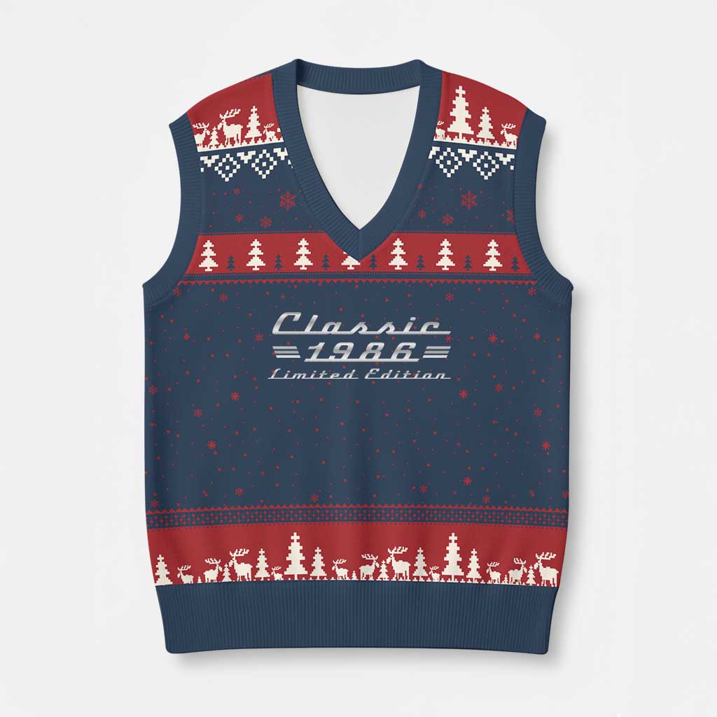 40th Birthday 1986 Limited Edition Classic Car V-Neck Knit Sweater Vest
