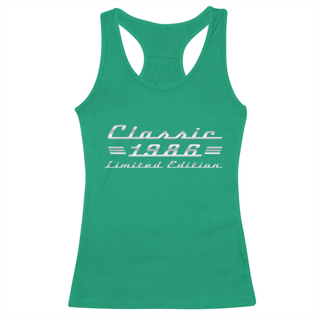 40th Birthday 1986 Limited Edition Classic Car Racerback Tank Top