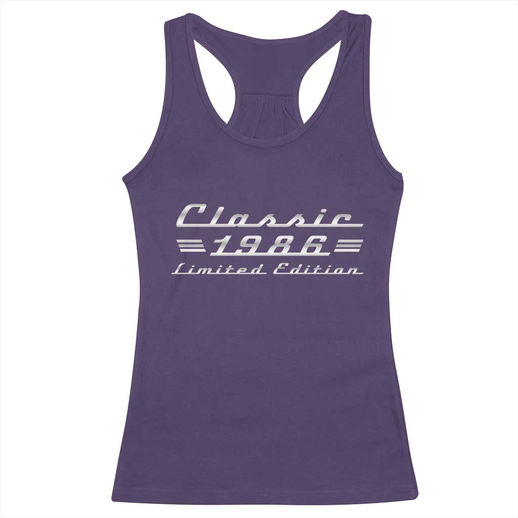 40th Birthday 1986 Limited Edition Classic Car Racerback Tank Top