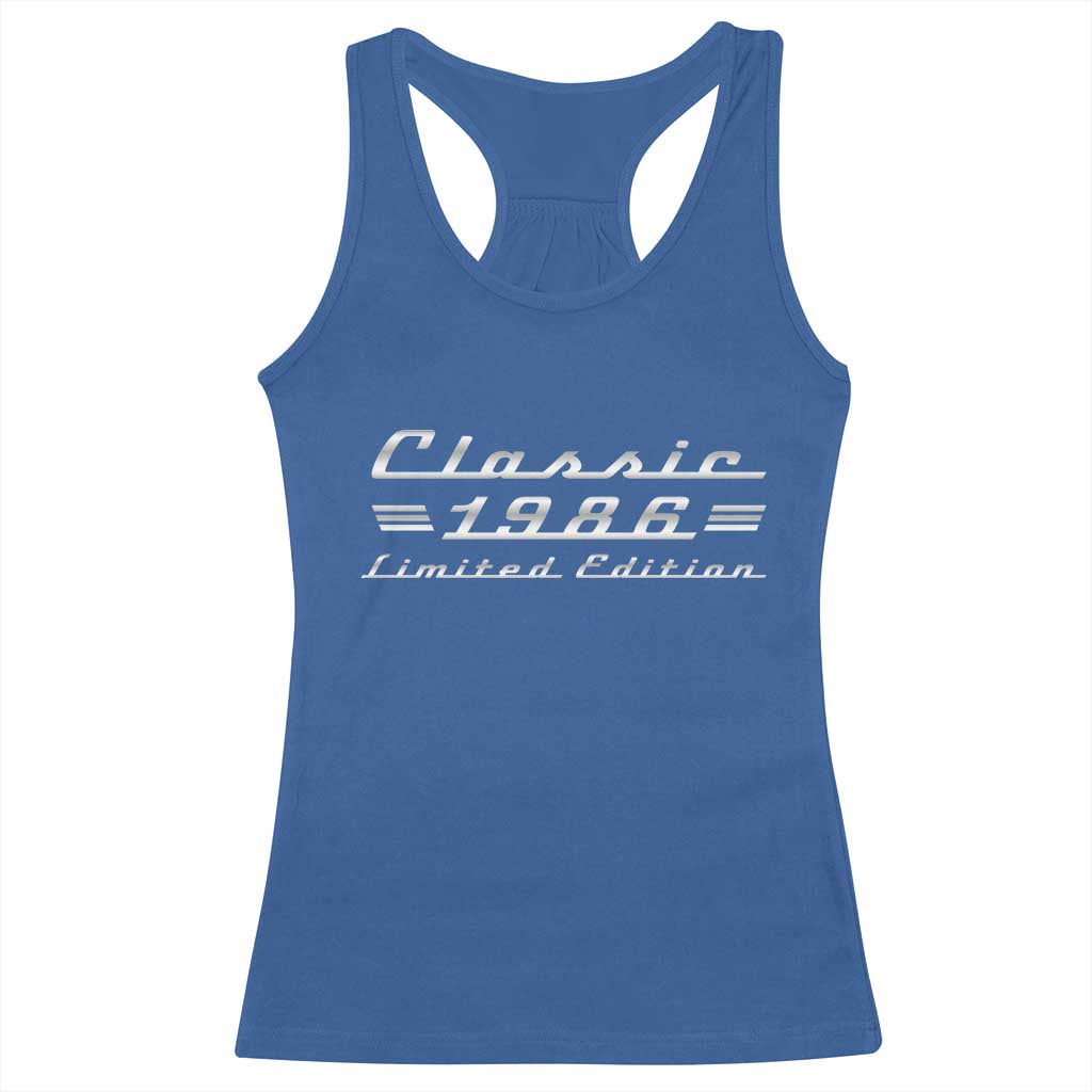 40th Birthday 1986 Limited Edition Classic Car Racerback Tank Top