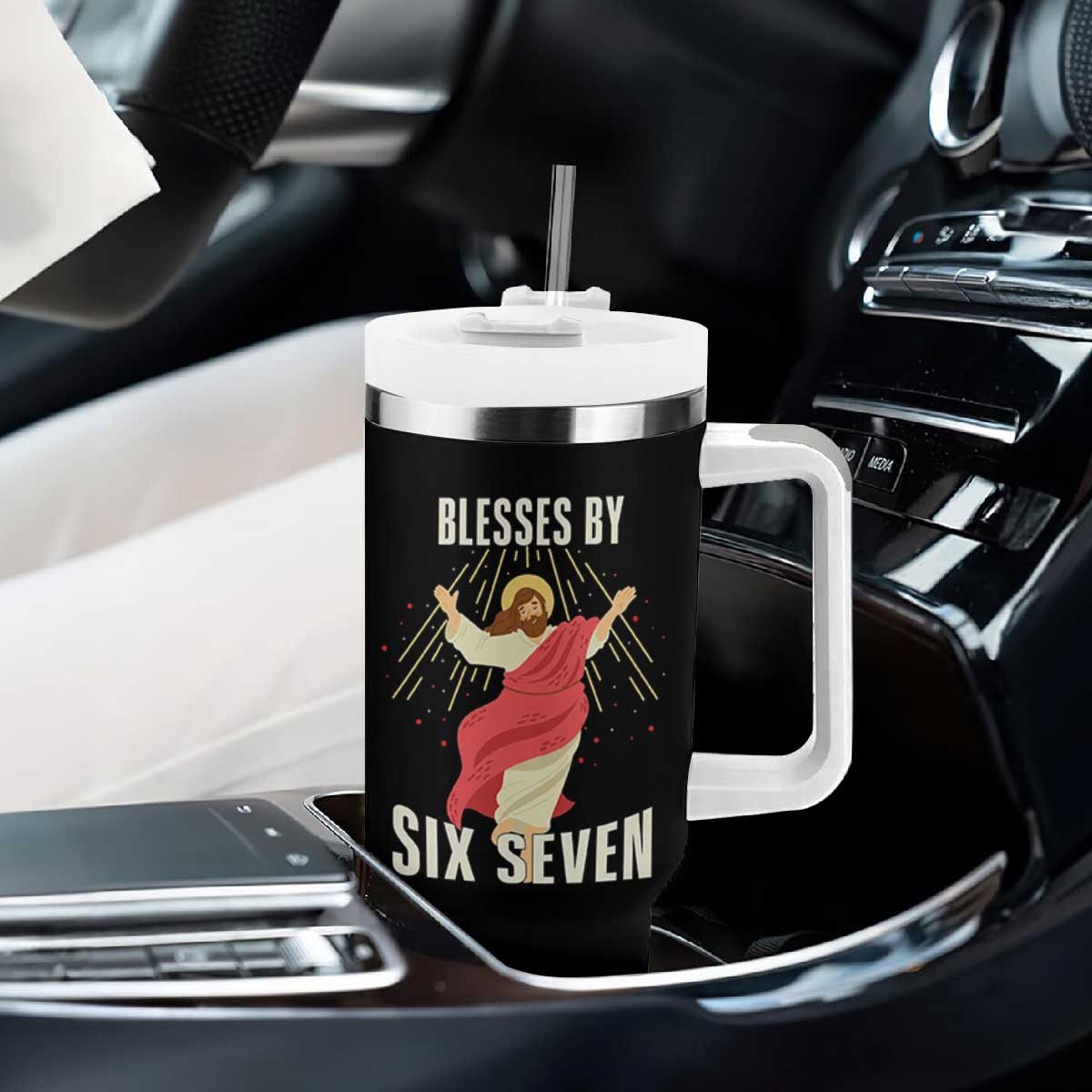 Christian 67 Meme Tumbler With Handle Blesses By Six Seven Funny TS14 Print Your Wear