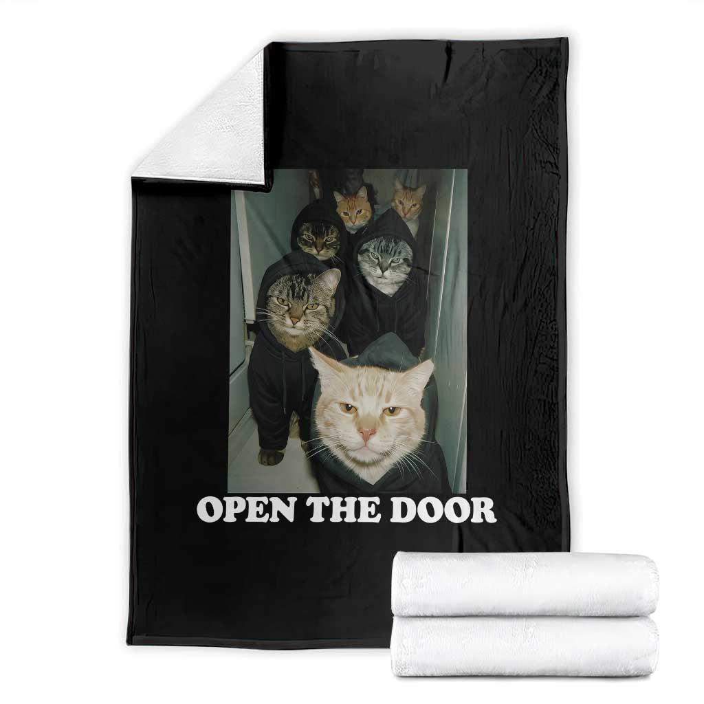 Open The Door Cats Lover Throw Blanket Funny Cat Gang Sarcastic Meme TS14 Black Print Your Wear
