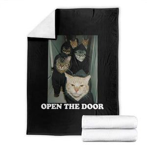 Open The Door Cats Lover Throw Blanket Funny Cat Gang Sarcastic Meme TS14 Black Print Your Wear