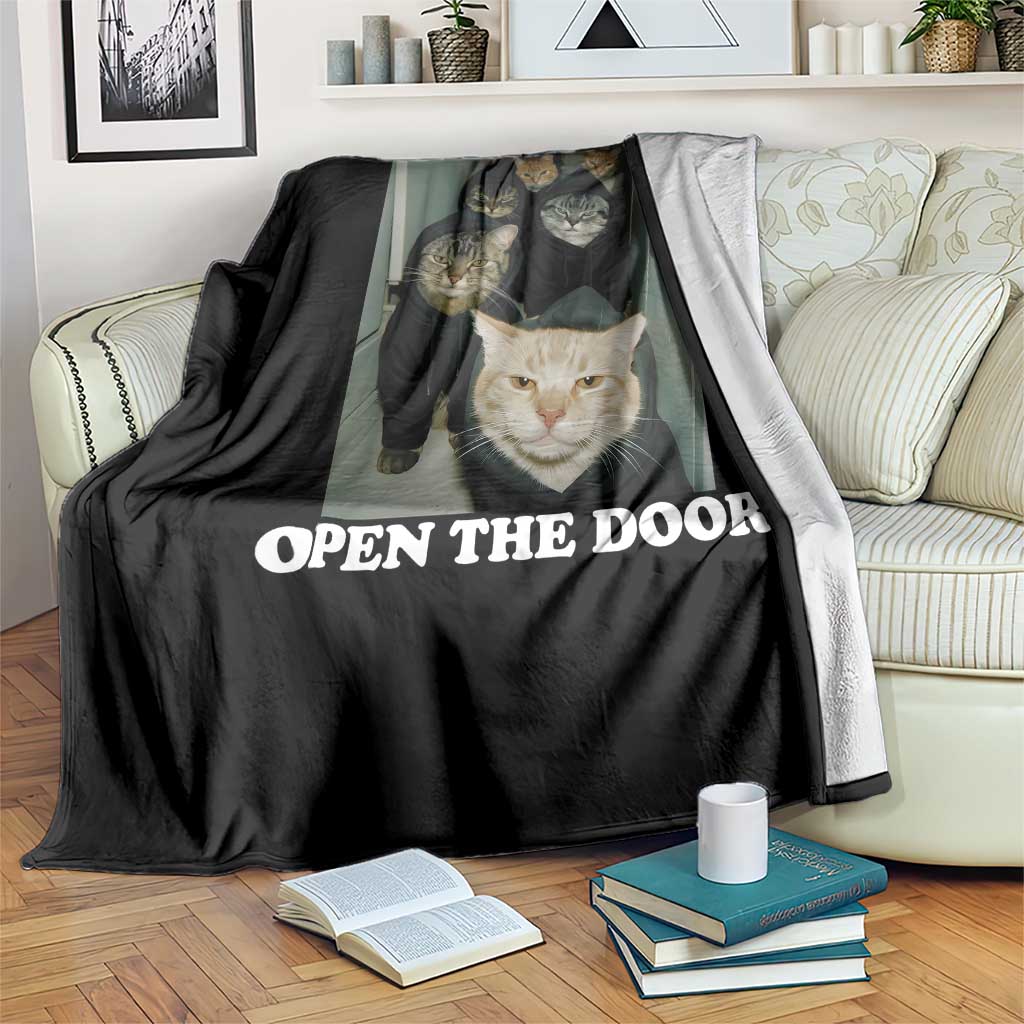 Open The Door Cats Lover Throw Blanket Funny Cat Gang Sarcastic Meme TS14 Print Your Wear
