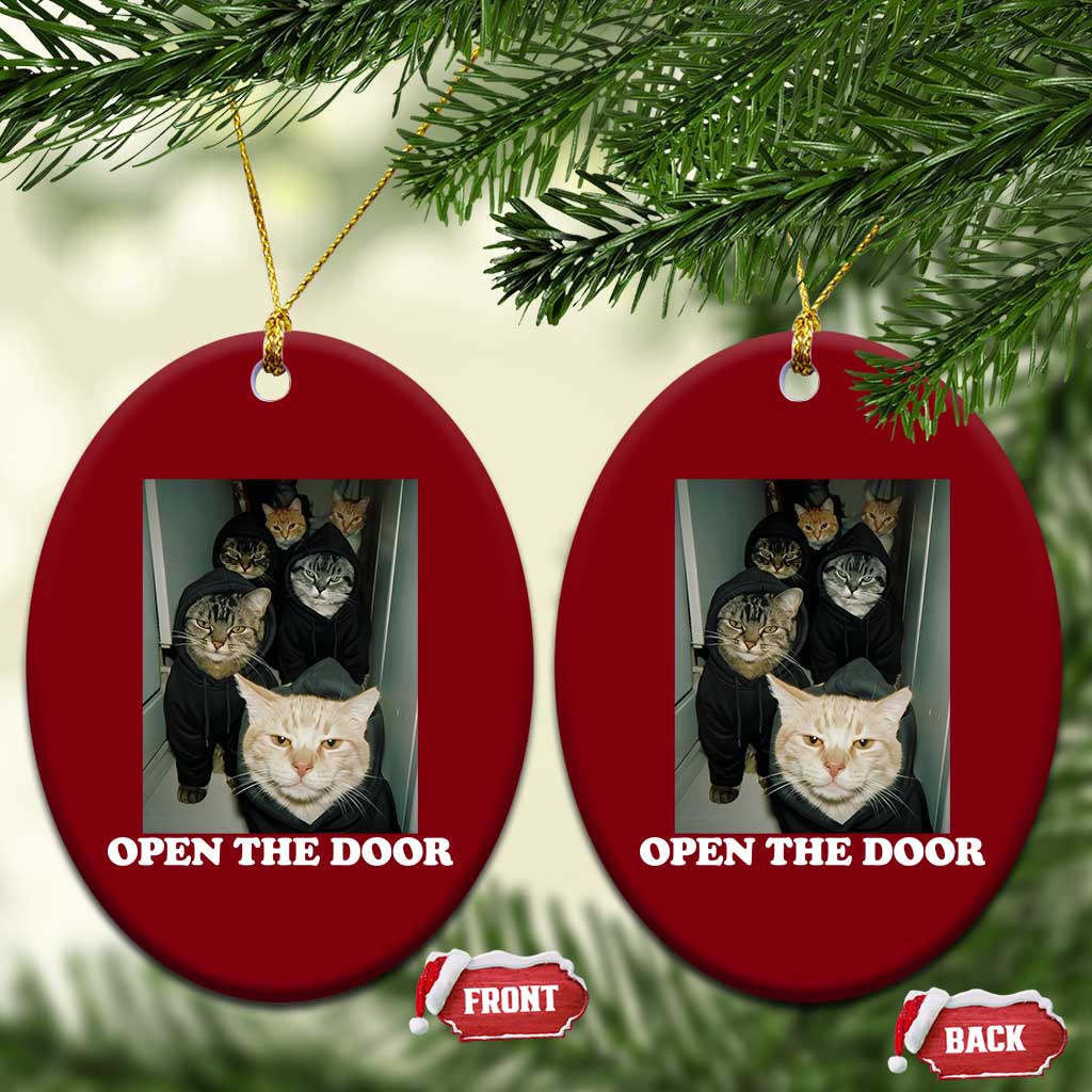 Open The Door Cats Lover Ceramic Ornament Funny Cat Gang Sarcastic Meme TS14 Print Your Wear