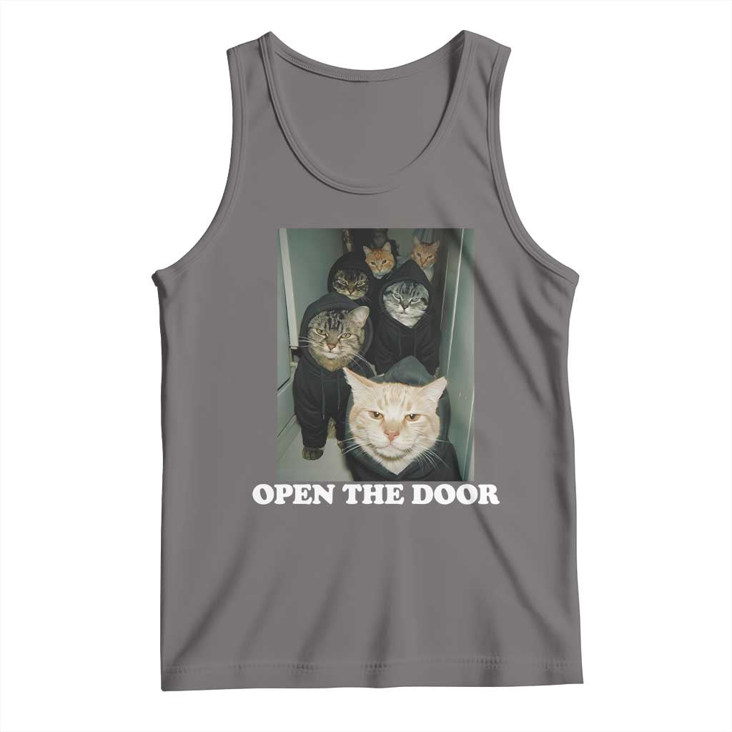 Open The Door Cats Lover Tank Top Funny Cat Gang Sarcastic Meme TS14 Deep Heather Print Your Wear