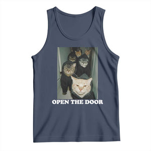 Open The Door Cats Lover Tank Top Funny Cat Gang Sarcastic Meme TS14 Navy Print Your Wear