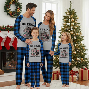 Be Kind 6 7 Days a Week Plaid Pajama Set Funny Six Seven Cat Teacher Meme TS14 Blue Plaid Print Your Wear