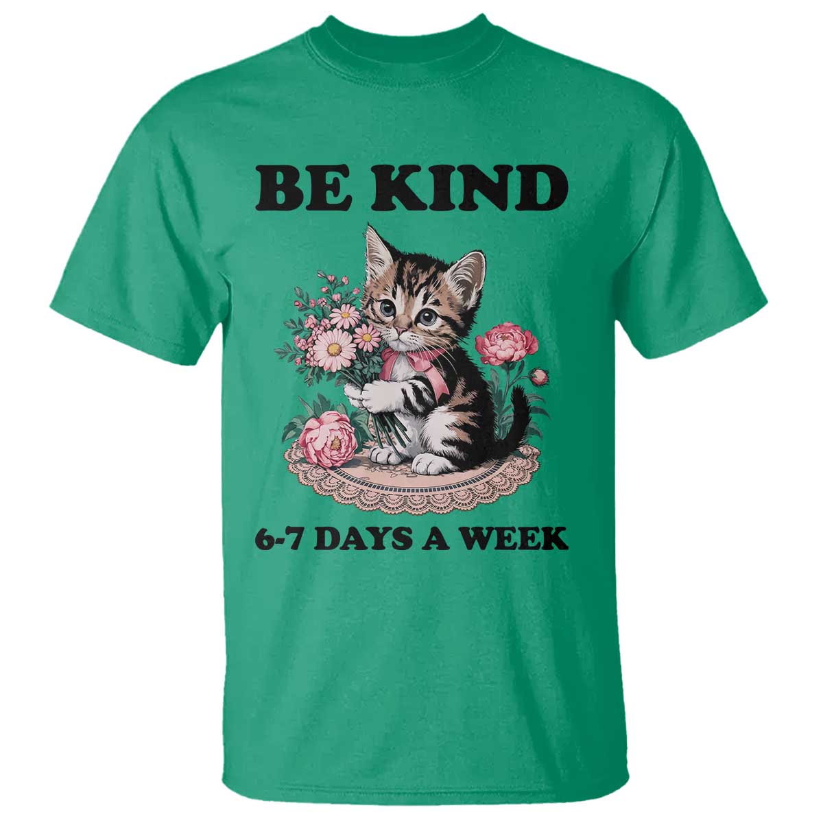 Be Kind 6 7 Days a Week T Shirt Funny Six Seven Cat Teacher Meme TS14 Irish Green Print Your Wear