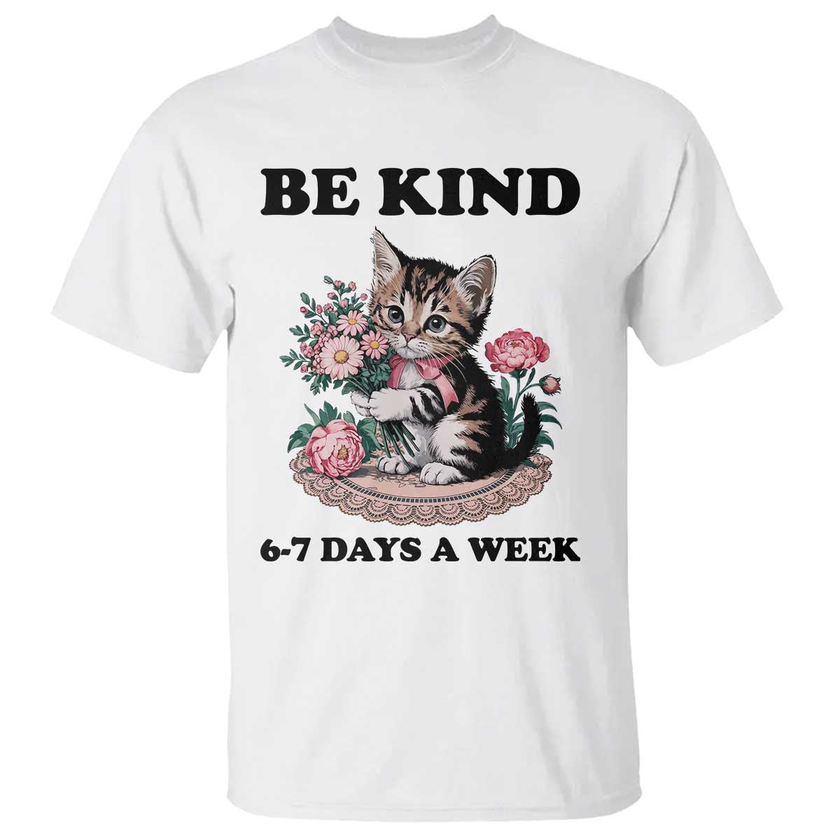 Be Kind 6 7 Days a Week T Shirt Funny Six Seven Cat Teacher Meme TS14 White Print Your Wear