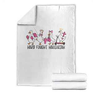 Hard Fought Hallelujah Throw Blanket Funny Christian Goose TS14 White Print Your Wear