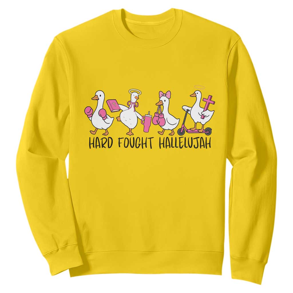 Hard Fought Hallelujah Sweatshirt Funny Christian Goose TS14 Daisy Print Your Wear