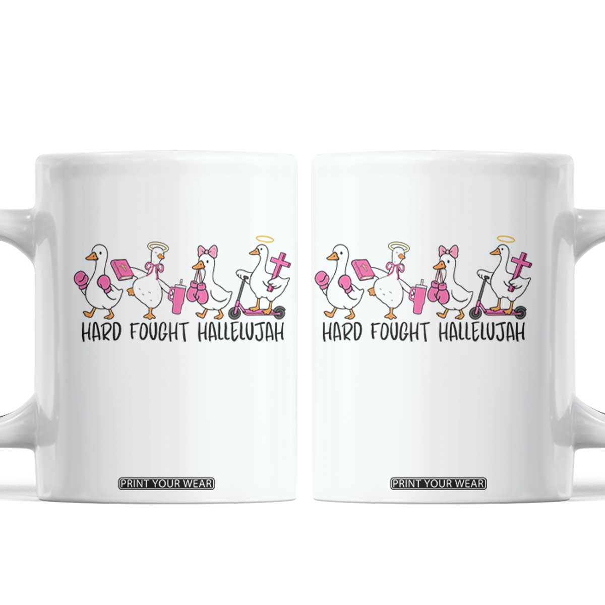 Hard Fought Hallelujah Coffee Mug Funny Christian Goose TS14 White Print Your Wear