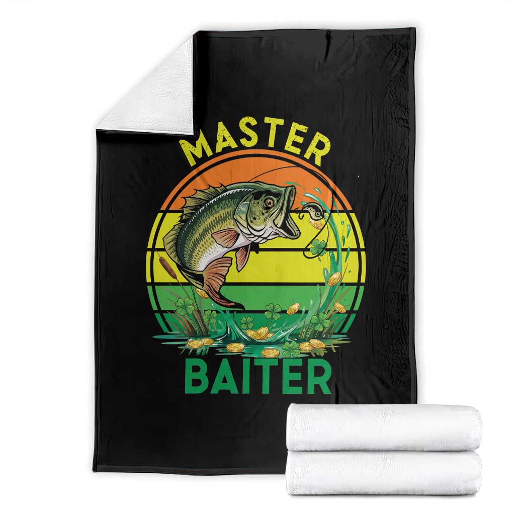 Funny Bass Fishing St Patricks Day Throw Blanket Master Baiter TS14 Black Print Your Wear