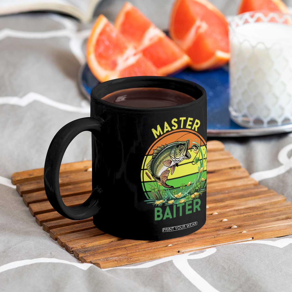 Funny Bass Fishing St Patricks Day Coffee Mug Master Baiter TS14 Print Your Wear
