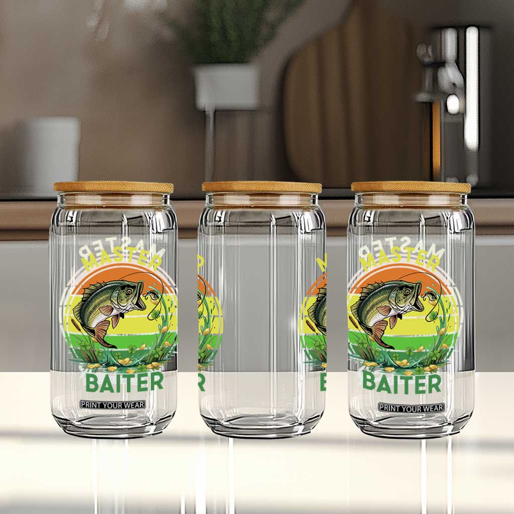 Funny Bass Fishing St Patricks Day Glass Can Master Baiter TS14 Print Your Wear
