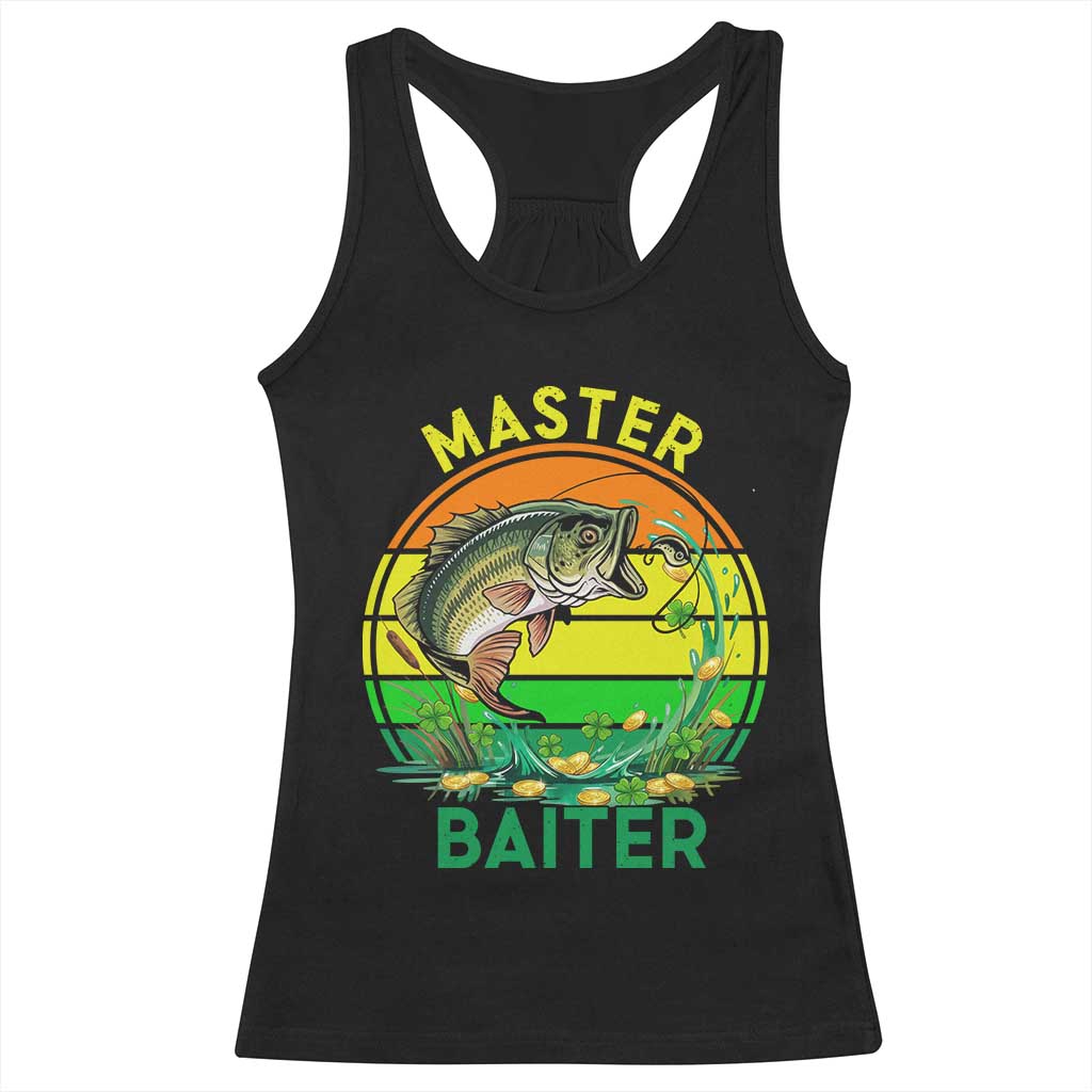 Funny Bass Fishing St Patricks Day Racerback Tank Top Master Baiter TS14 Black Print Your Wear