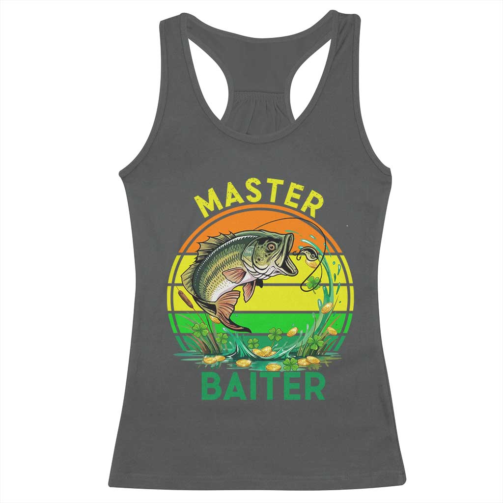 Funny Bass Fishing St Patricks Day Racerback Tank Top Master Baiter TS14 Dark Heather Print Your Wear