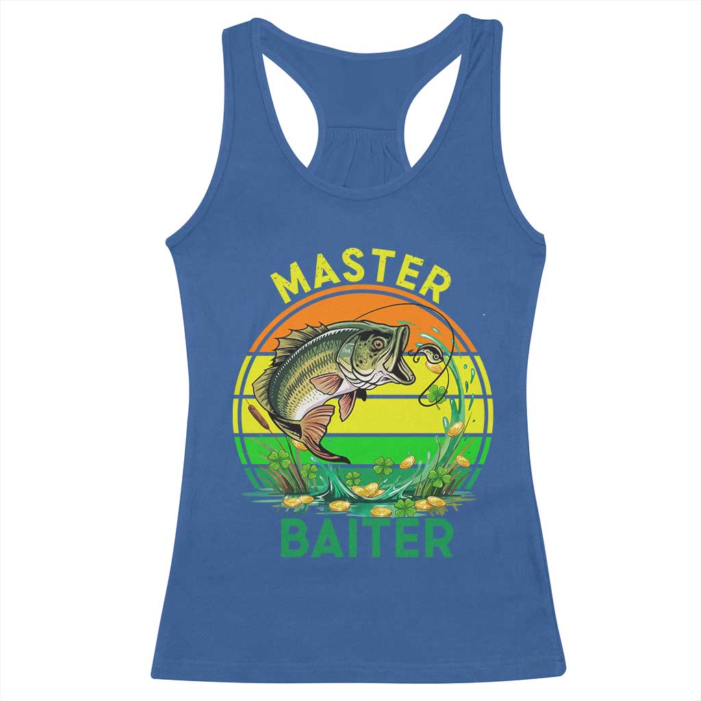 Funny Bass Fishing St Patricks Day Racerback Tank Top Master Baiter TS14 Royal Blue Print Your Wear